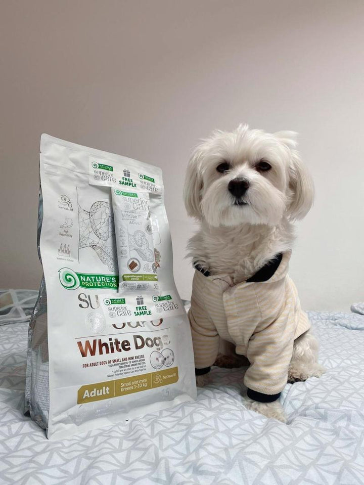 CLEARANCE Nature's Protection Superior Care White Dogs Grain - Free Dry Dog Food For Adult Small and Mini Breeds Light Coated Dogs, Lamb - SuperiorCare.Pet