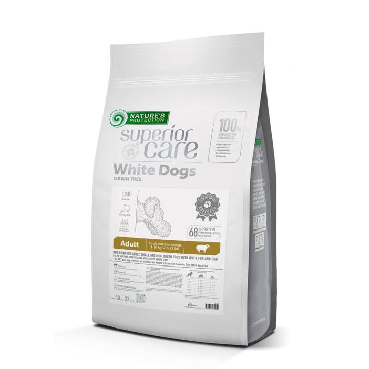 CLEARANCE Nature's Protection Superior Care White Dogs Grain - Free Dry Dog Food For Adult Small and Mini Breeds Light Coated Dogs, Lamb - SuperiorCare.Pet