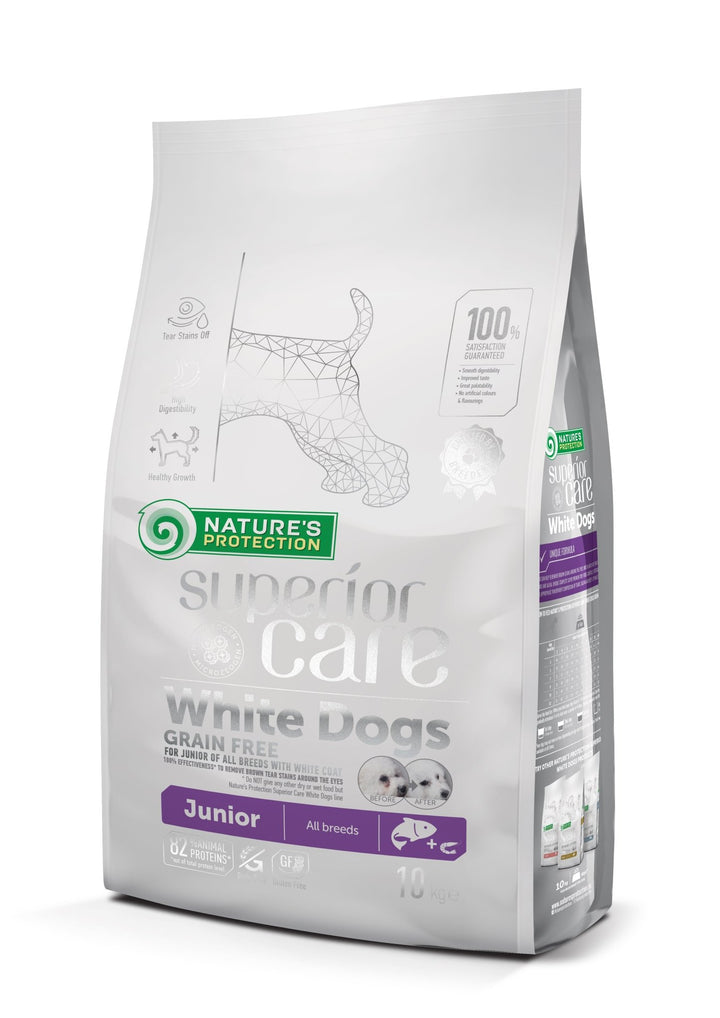 CLEARANCE Nature's Protection Superior Care White Dogs Grain - Free Dry Dog Food For Junior All Breeds Light Coated Dogs, Salmon - SuperiorCare.Pet