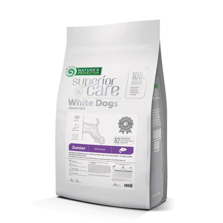 CLEARANCE Nature's Protection Superior Care White Dogs Grain - Free Dry Dog Food For Junior All Breeds Light Coated Dogs, Salmon - SuperiorCare.Pet