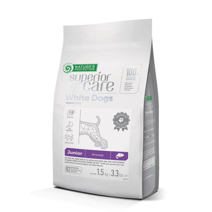 CLEARANCE Nature's Protection Superior Care White Dogs Grain - Free Dry Dog Food For Junior All Breeds Light Coated Dogs, Salmon - SuperiorCare.Pet