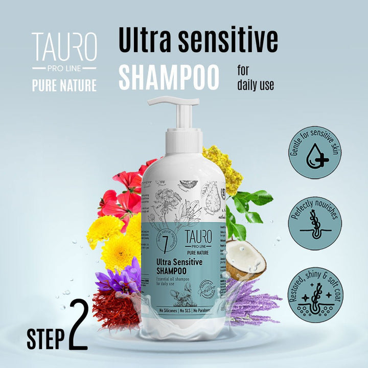 CLEARANCE Tauro Pro Line Pure Nature Ultra Sensitive Dog & Cat Shampoo For Sensitive Skin & Coat Daily Care With Essential Oils - SuperiorCare.Pet