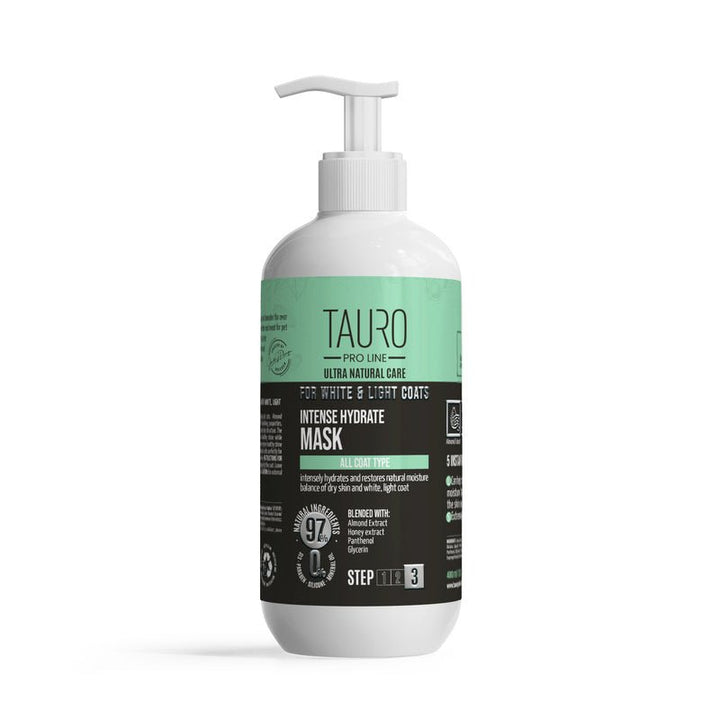 CLEARANCE Tauro Pro Line Ultra Natural Care intense hydrate mask for dogs and cats with white, light coat and skin - SuperiorCare.Pet