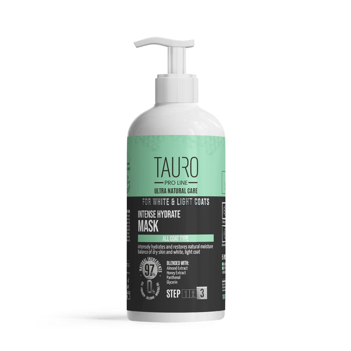 CLEARANCE Tauro Pro Line Ultra Natural Care intense hydrate mask for dogs and cats with white, light coat and skin - SuperiorCare.Pet